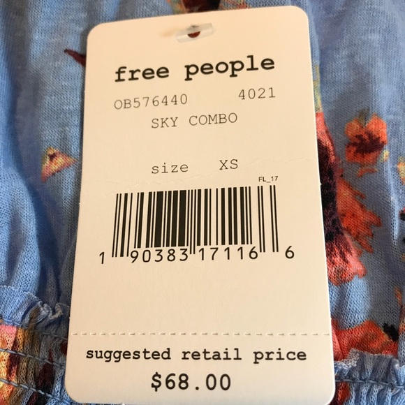 Free People Sky Combo Off or On Shoulders Top - Picture 7 of 8